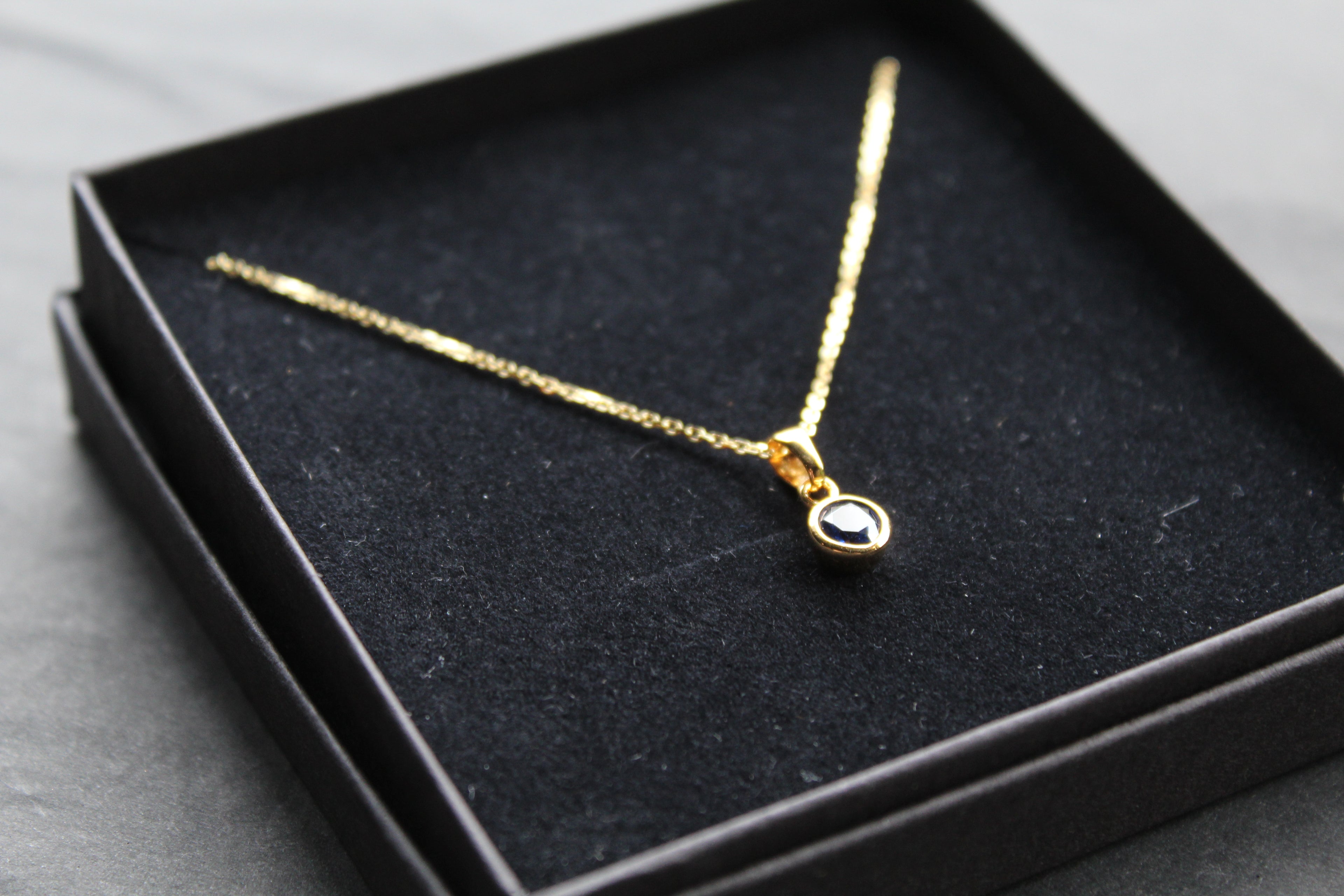 Sapphire Blue Gold Plate Necklace