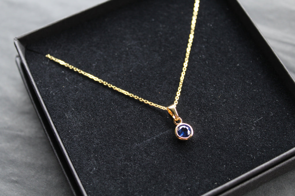 Sapphire Blue Gold Plate Necklace