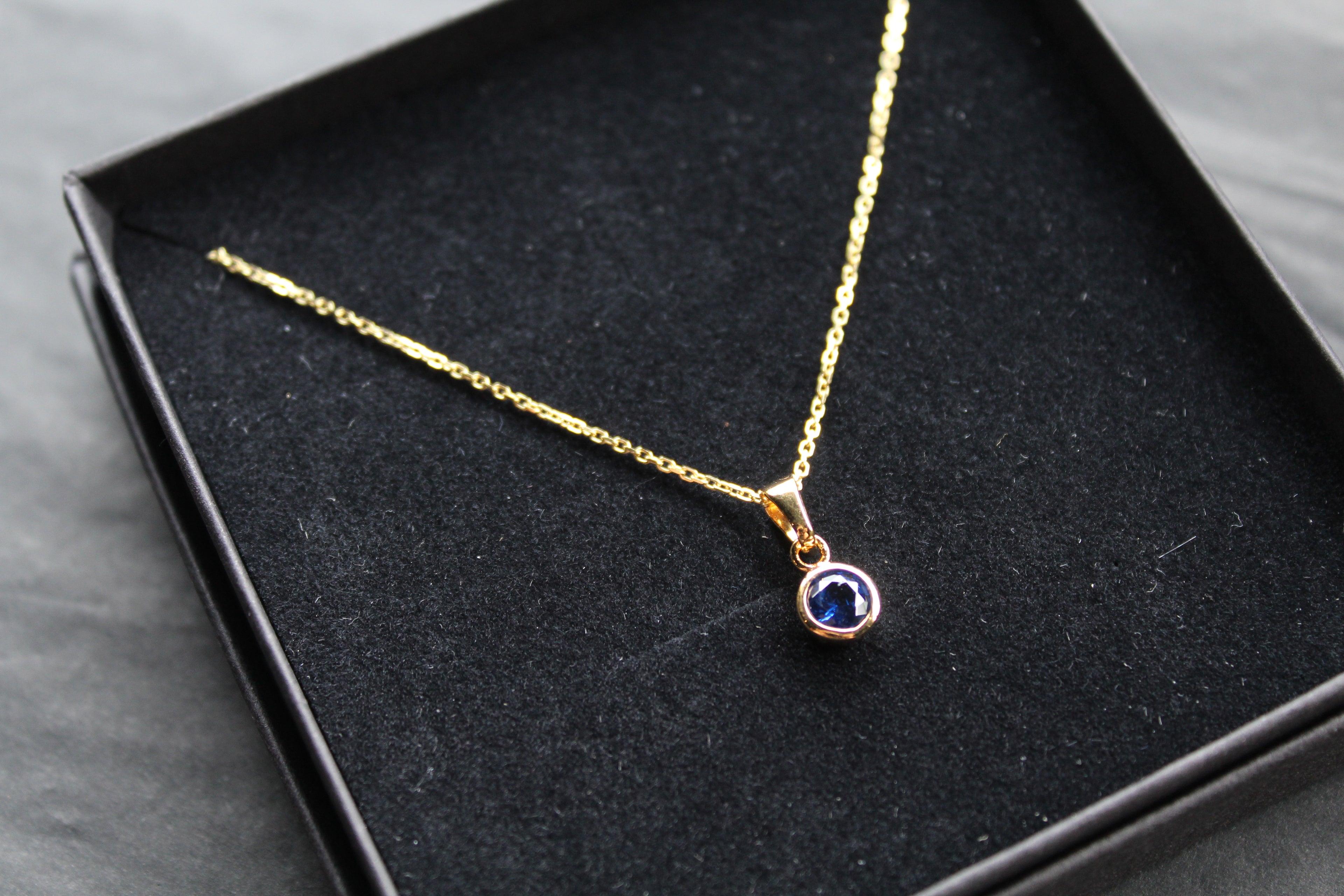 Sapphire Blue Gold Plate Necklace