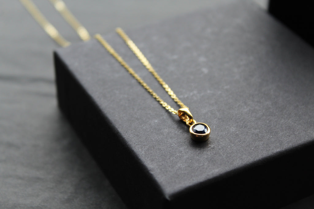 Sapphire Blue Gold Plate Necklace