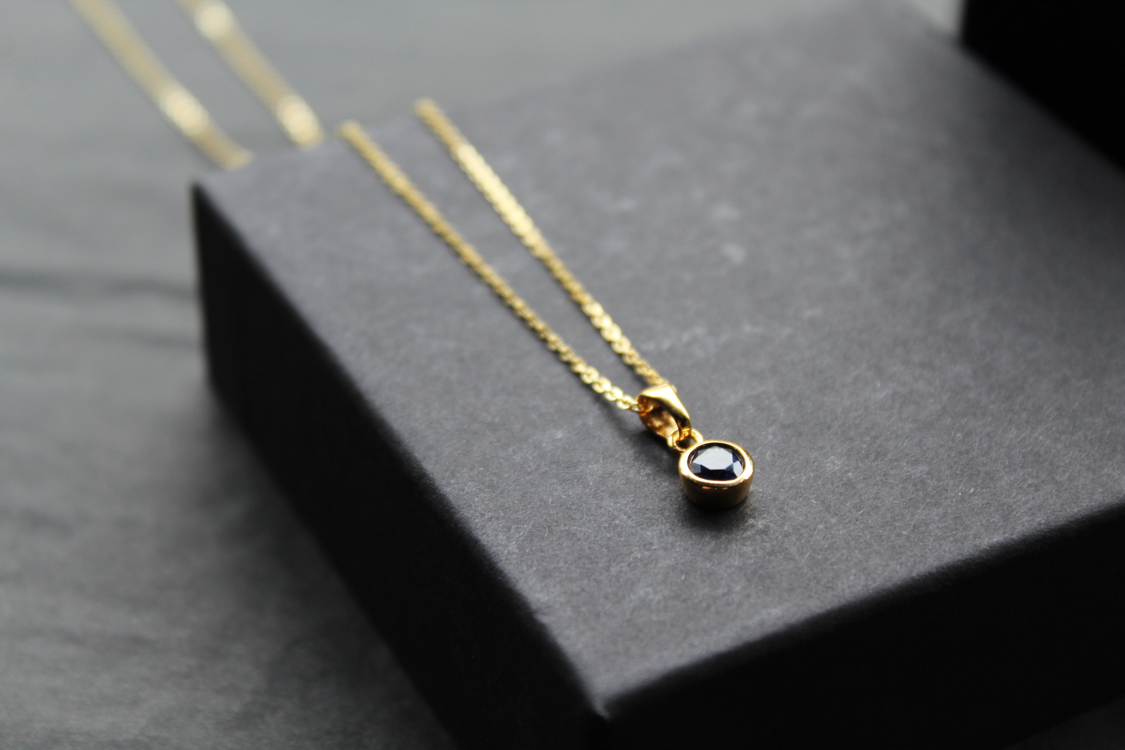 Sapphire Blue Gold Plate Necklace