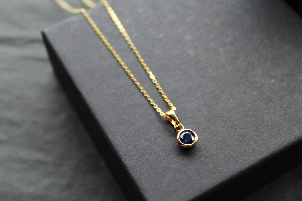 Sapphire Blue Gold Plate Necklace