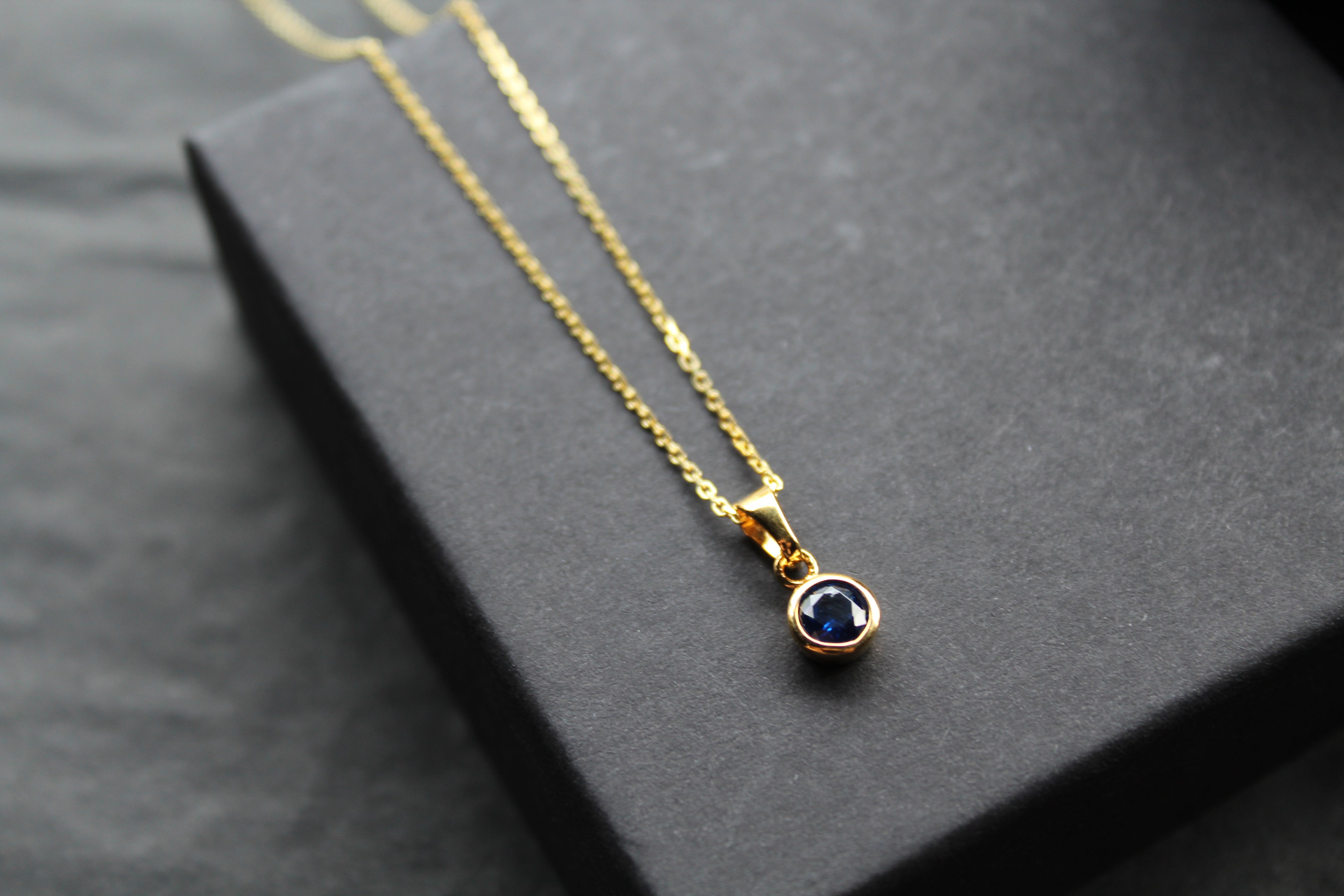 Sapphire Blue Gold Plate Necklace