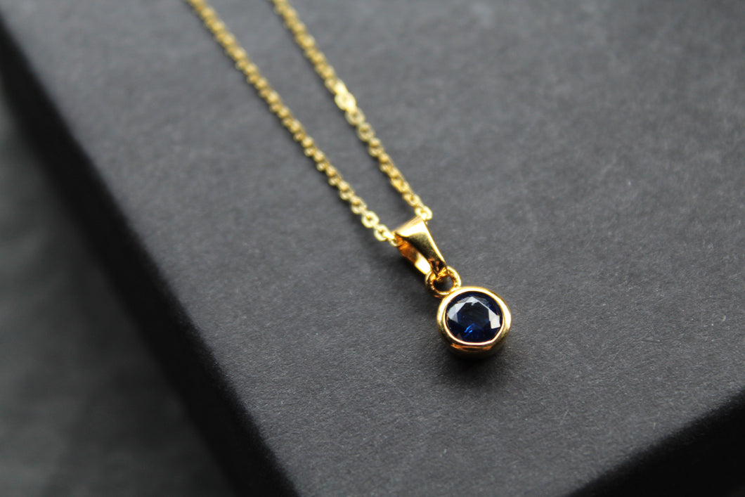 Sapphire Blue Gold Plate Necklace