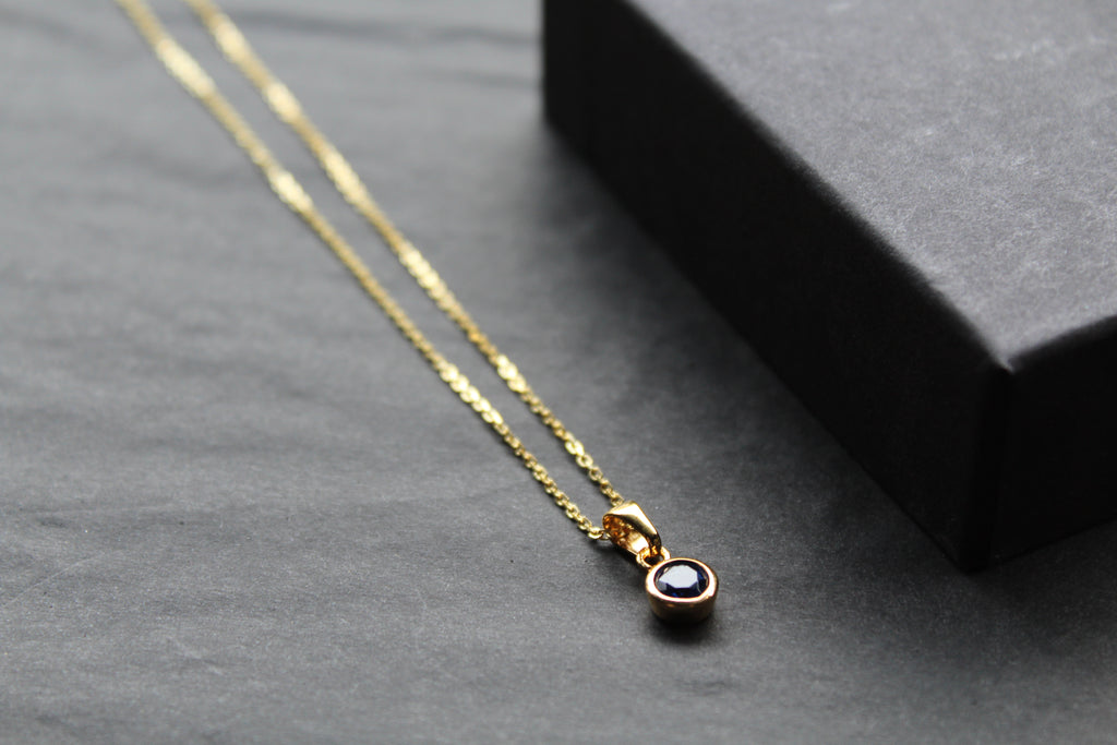Sapphire Blue Gold Plate Necklace