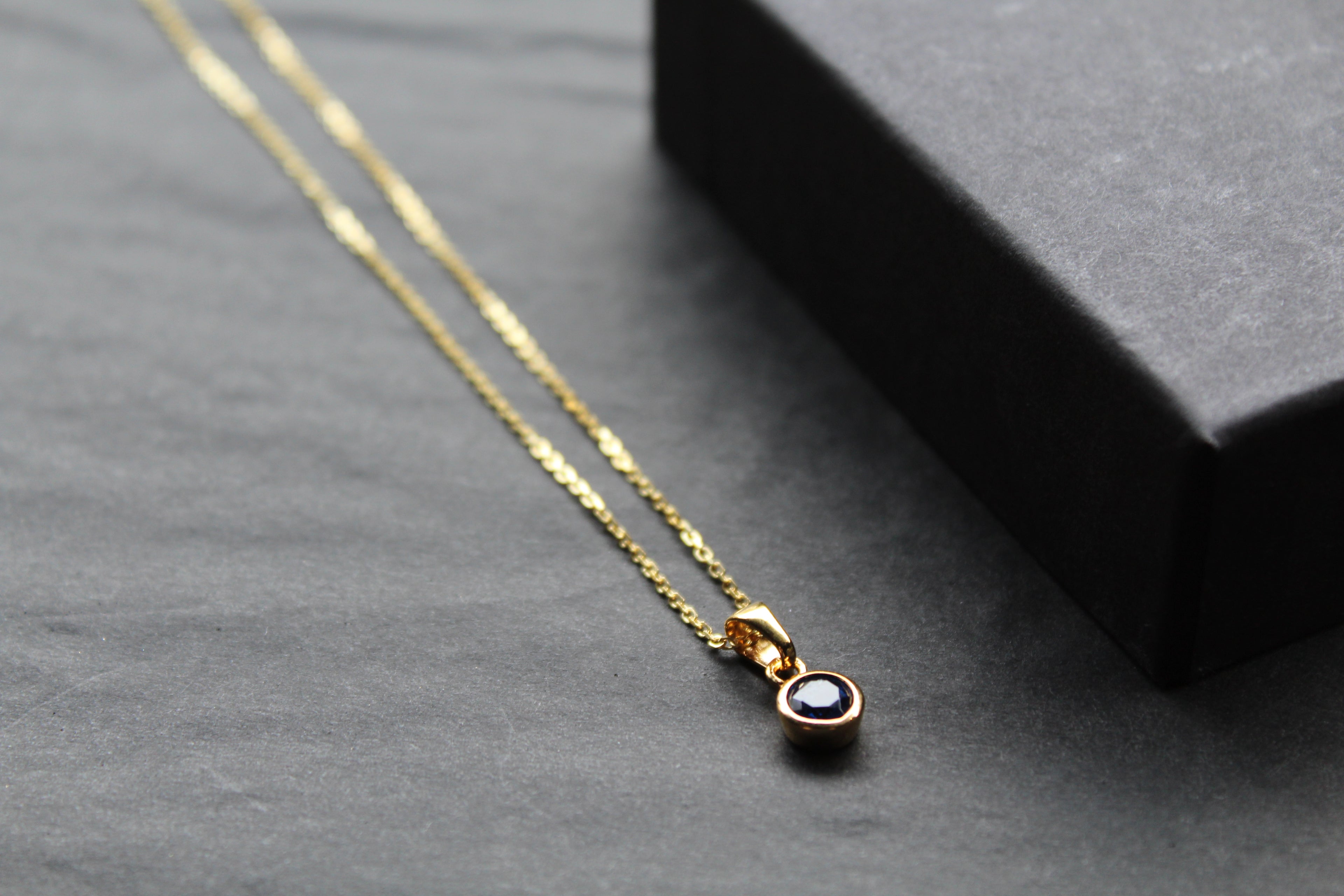 Sapphire Blue Gold Plate Necklace
