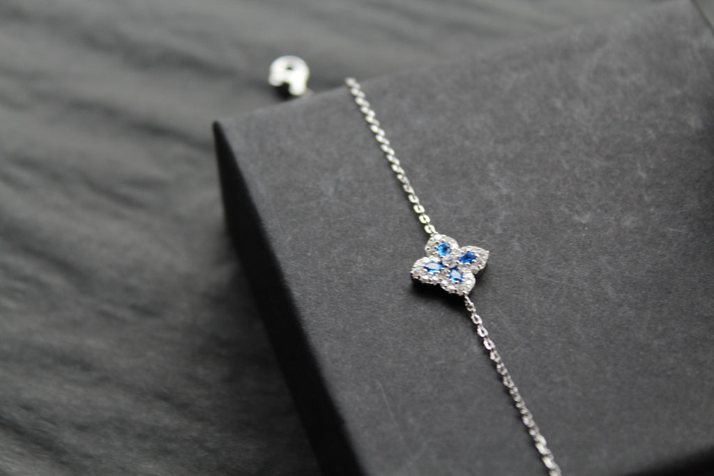 Sapphire CZ Classic Clover Bracelet