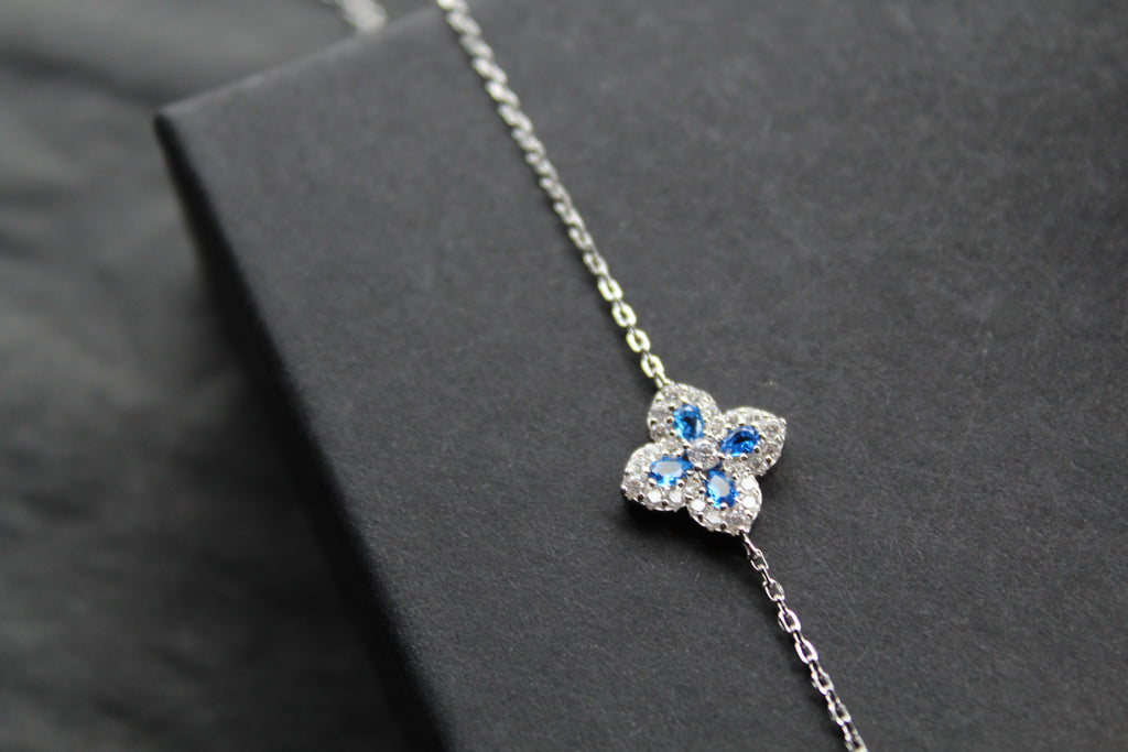 Sapphire CZ Classic Clover Bracelet