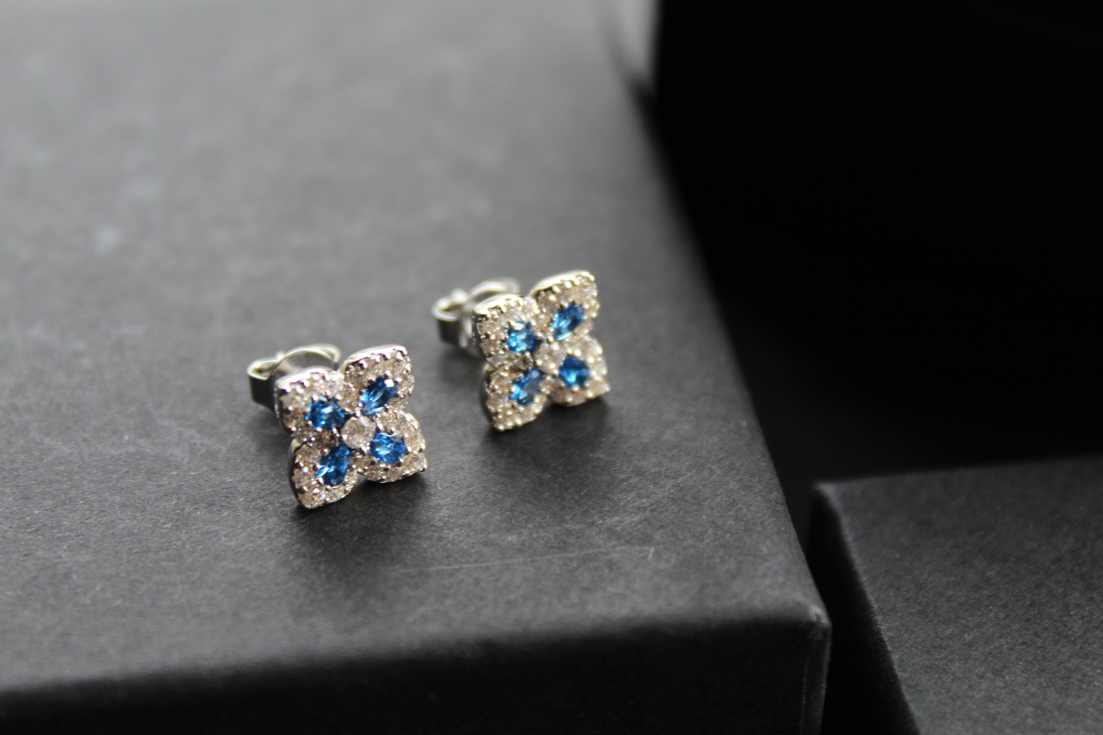 Sapphire CZ Classic Clover Earrings