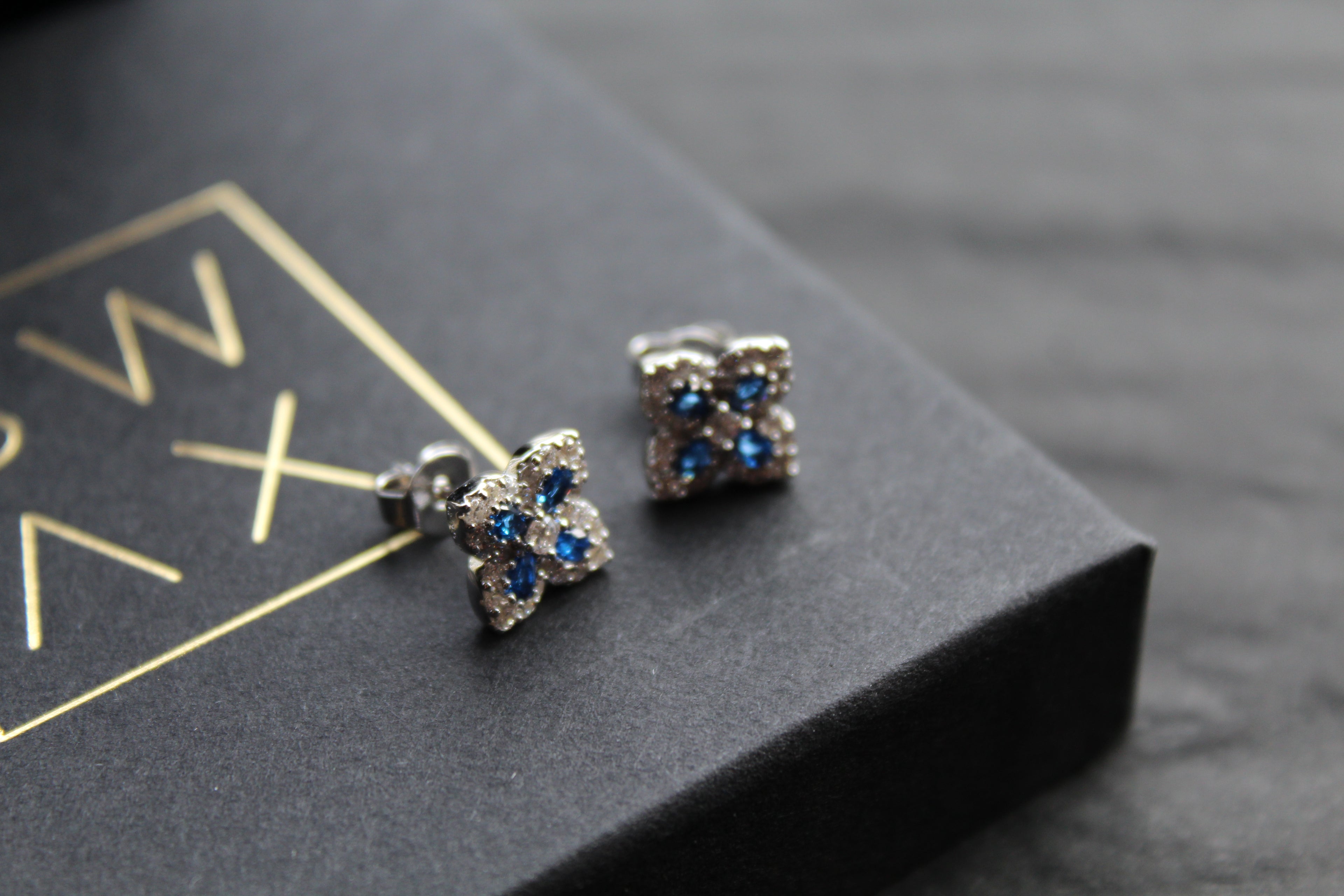 Sapphire CZ Classic Clover Earrings