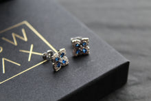 Load image into Gallery viewer, Sapphire CZ Classic Clover Earrings

