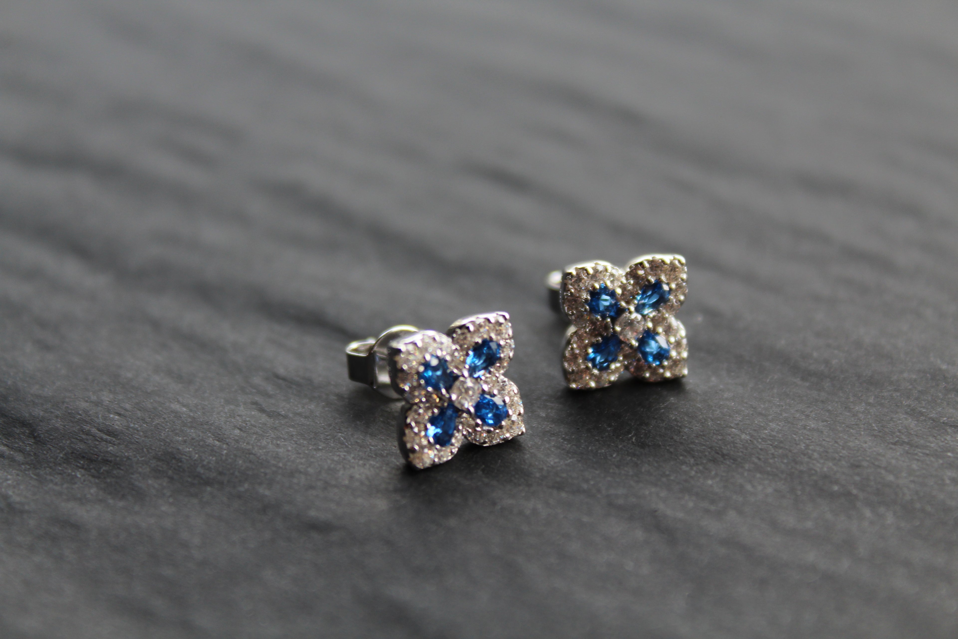 Sapphire CZ Classic Clover Earrings