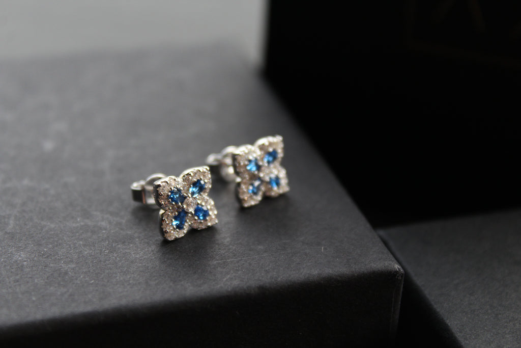 Sapphire CZ Classic Clover Earrings