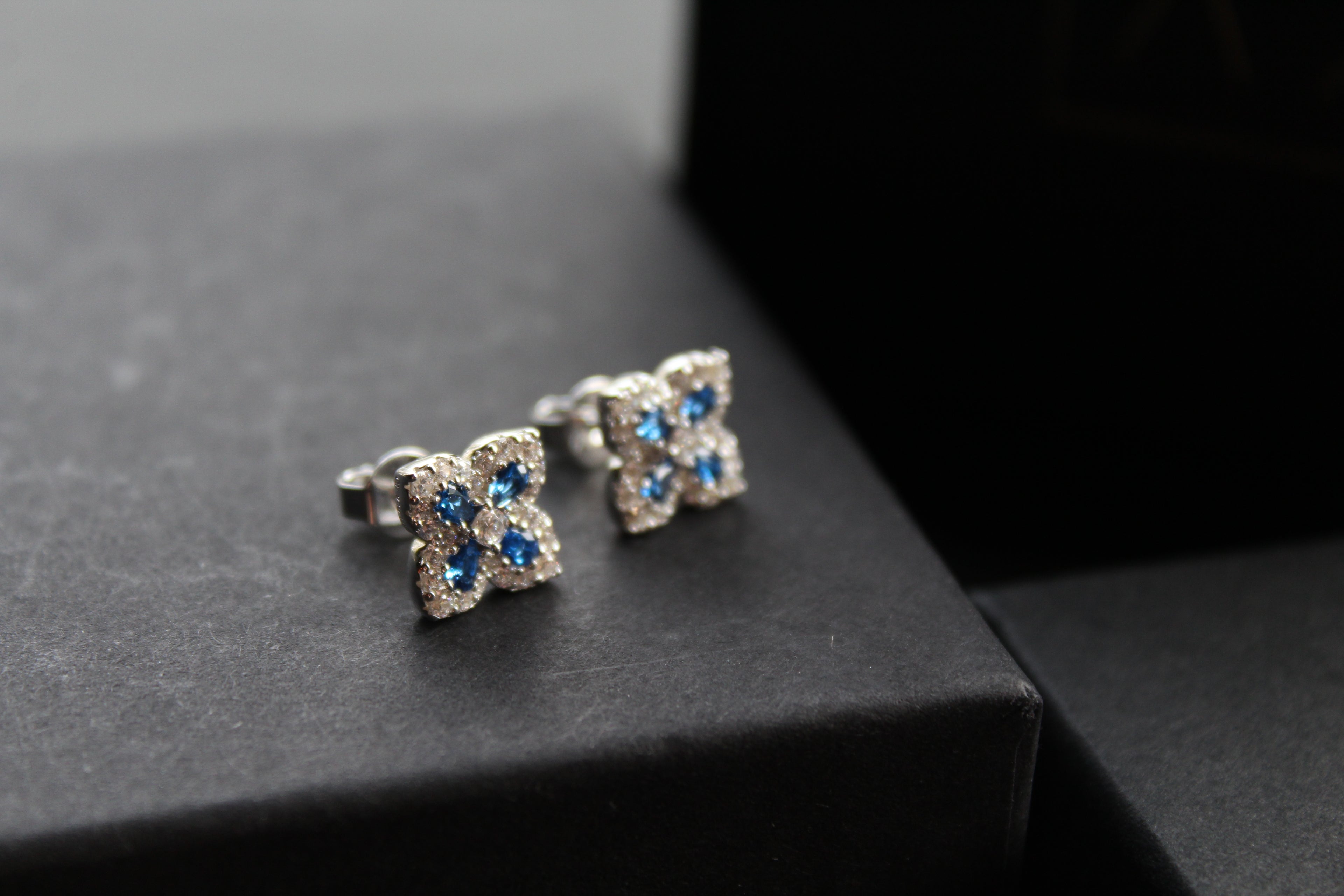 Sapphire CZ Classic Clover Earrings