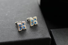 Load image into Gallery viewer, Sapphire CZ Classic Clover Earrings
