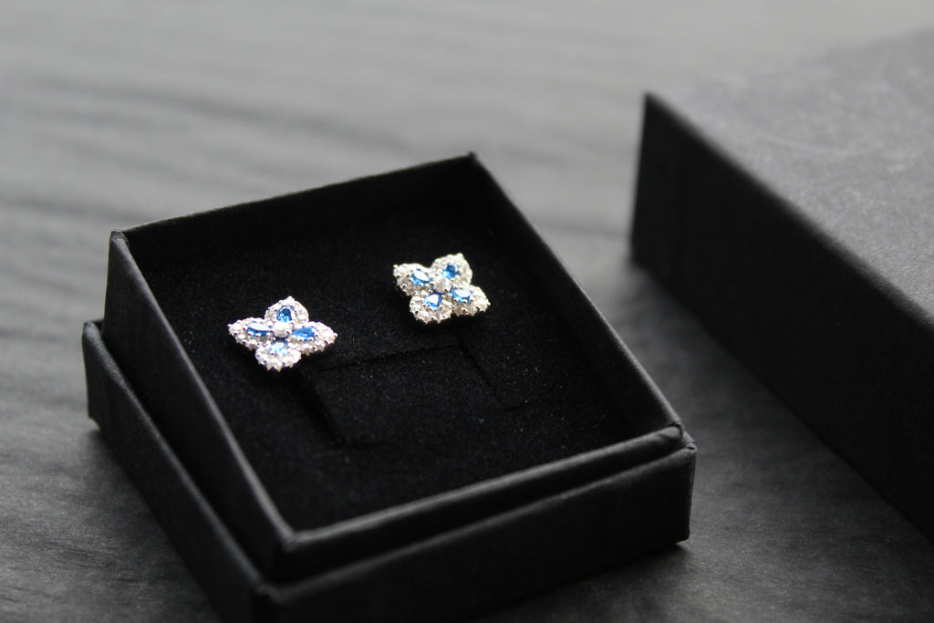 Sapphire CZ Classic Clover Earrings