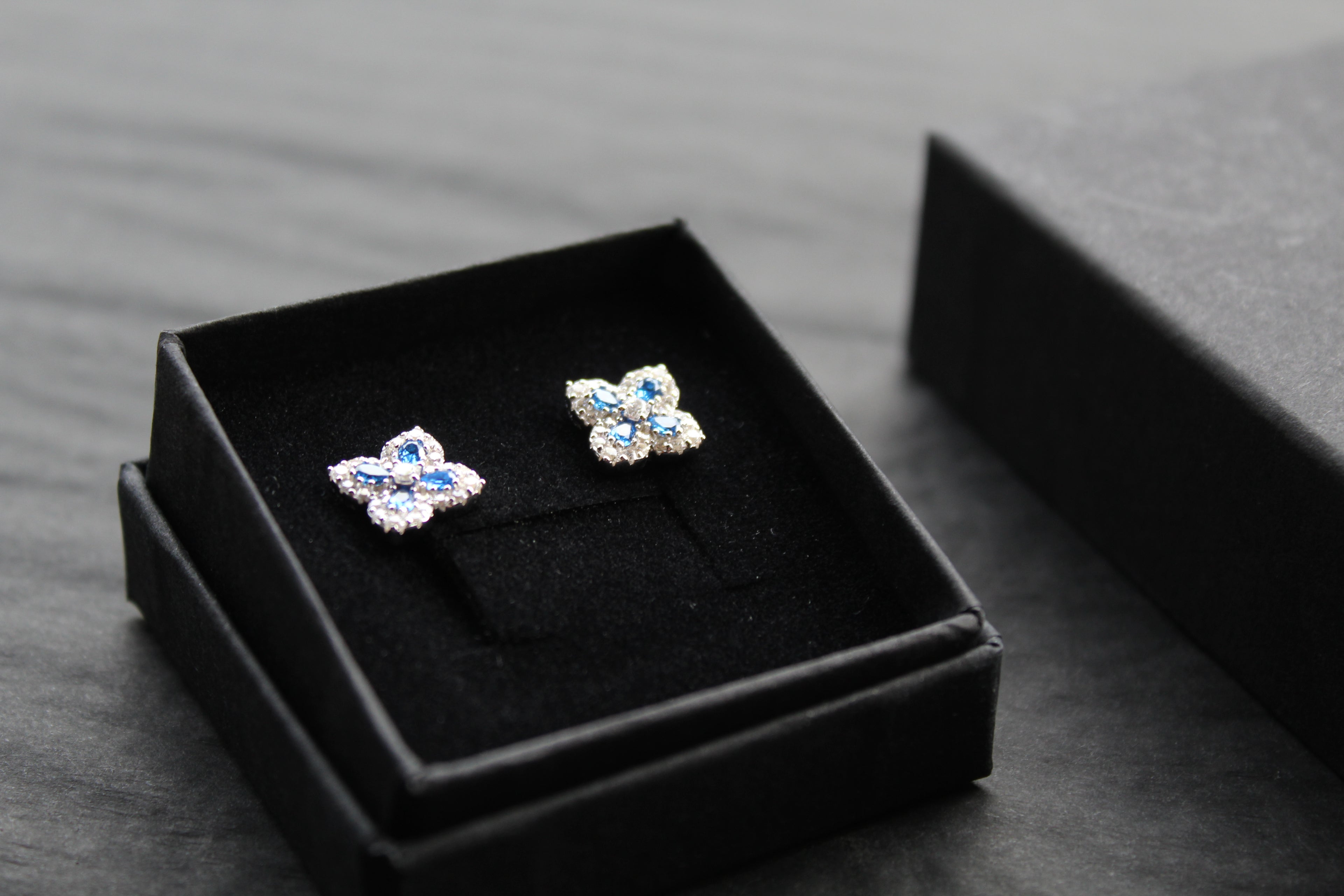 Sapphire CZ Classic Clover Earrings