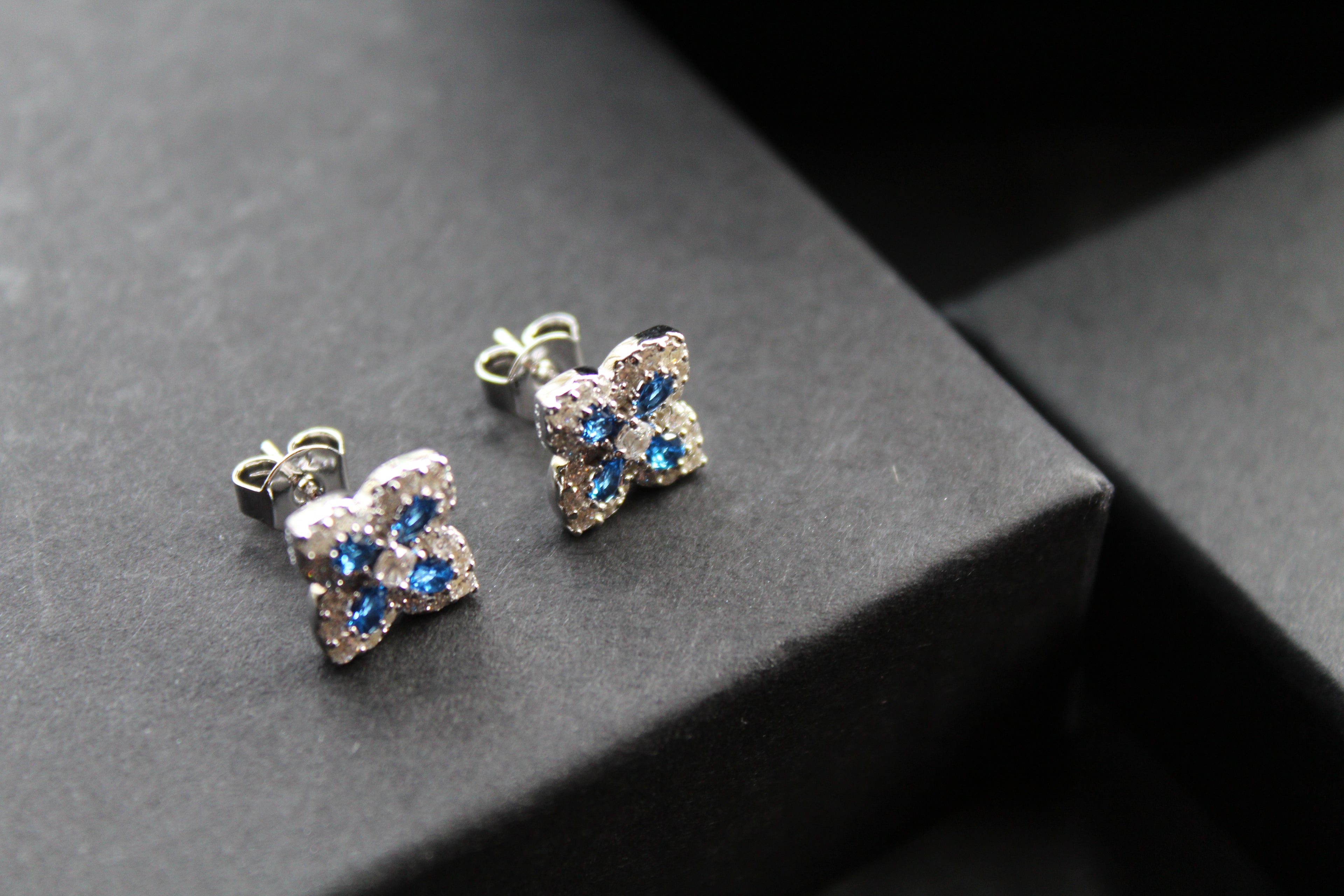 Sapphire CZ Classic Clover Earrings