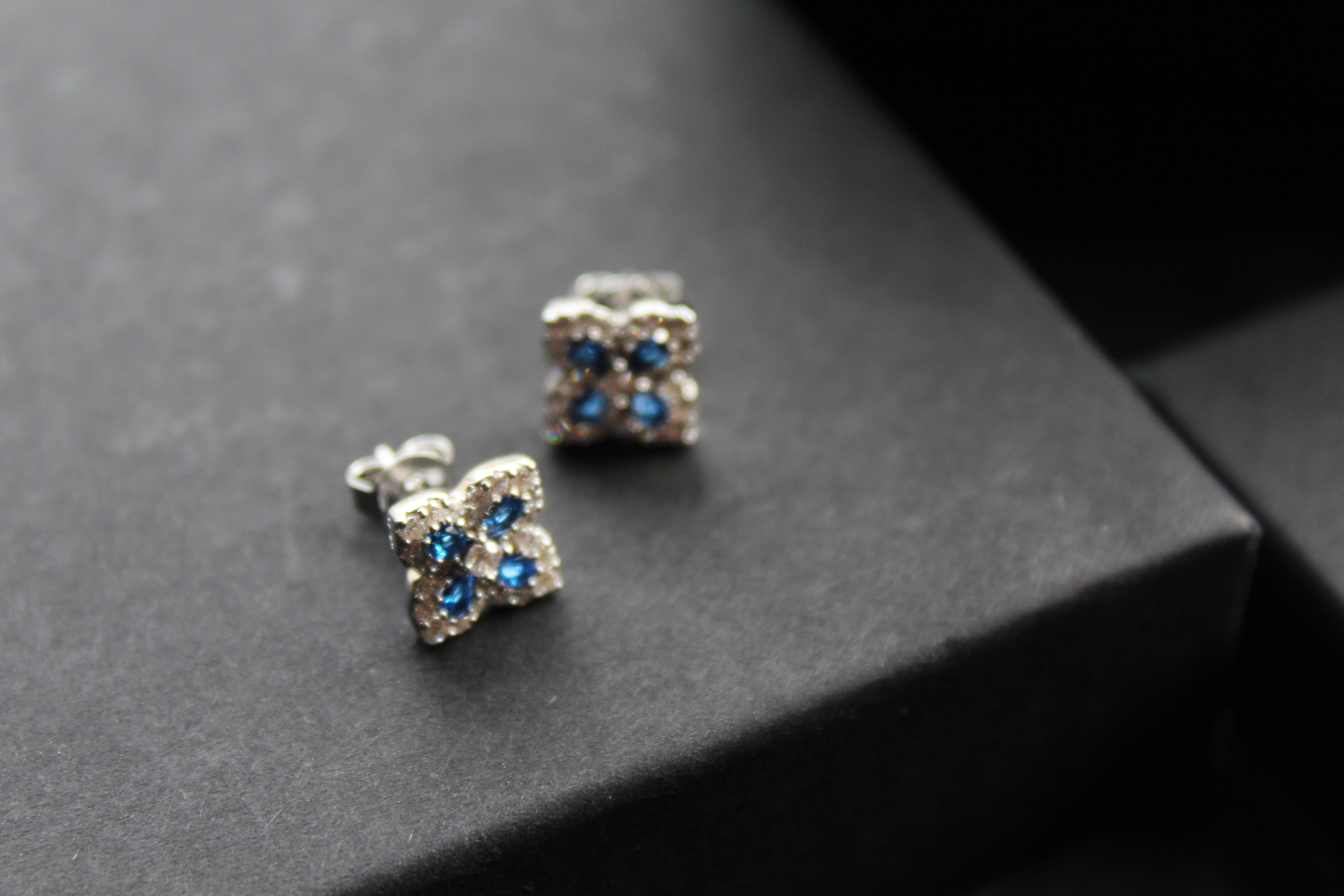 Sapphire CZ Classic Clover Earrings