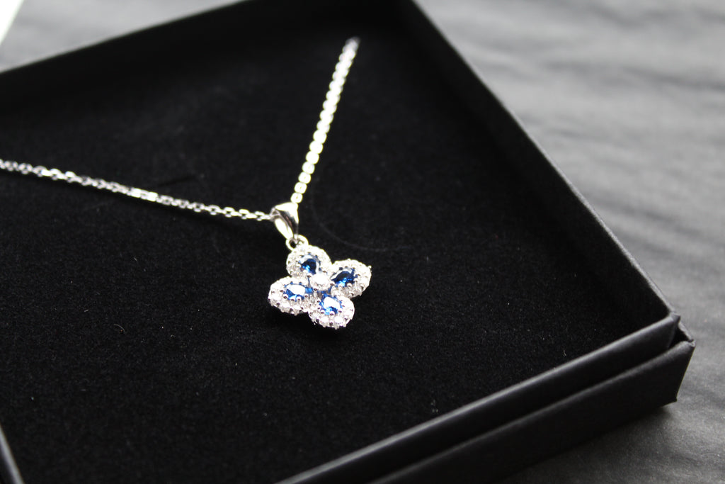 Sapphire CZ Classic Clover Necklace