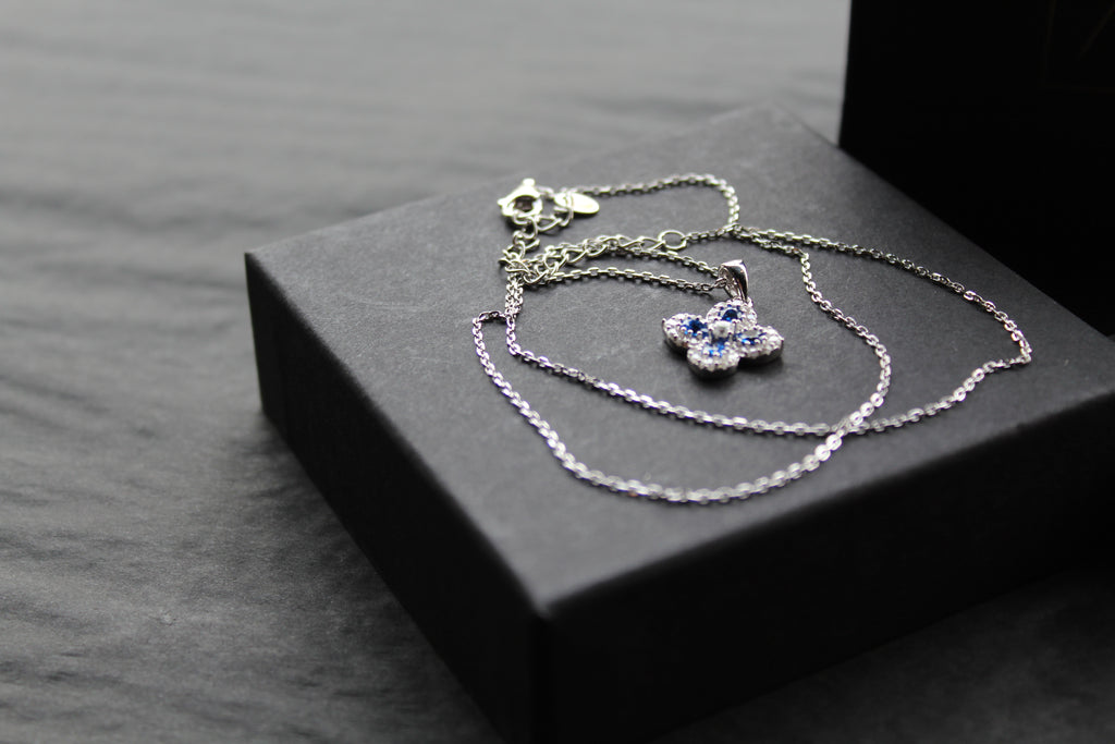 Sapphire CZ Classic Clover Necklace