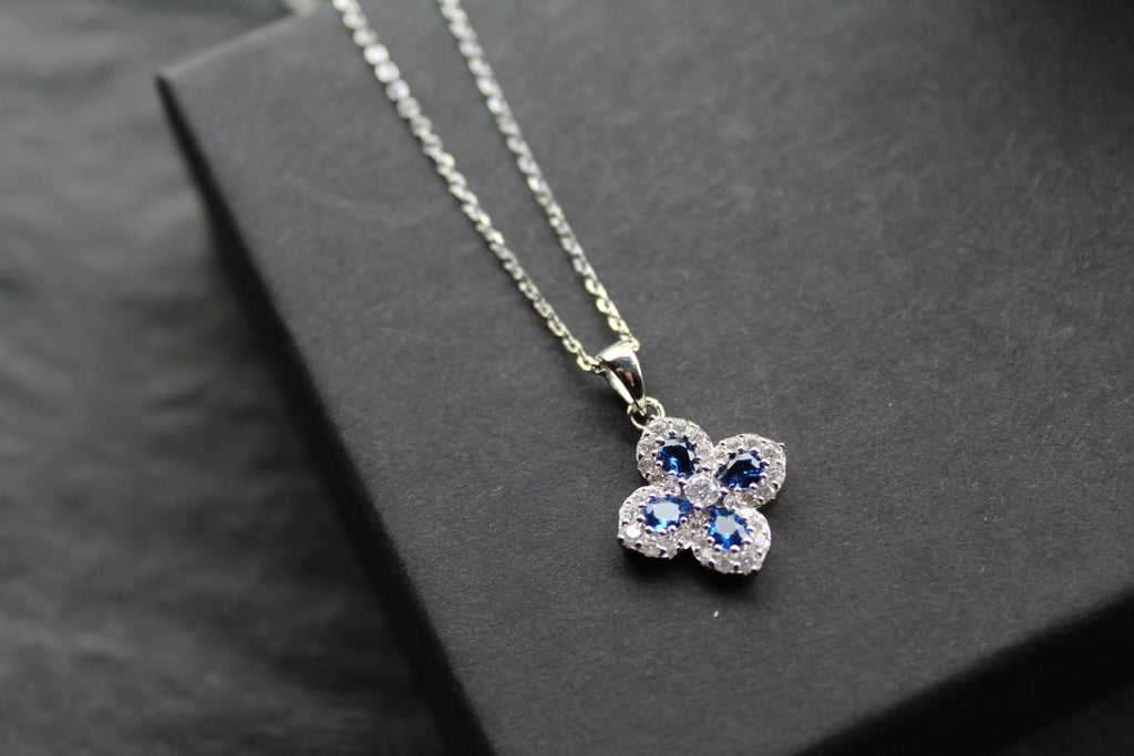Sapphire CZ Classic Clover Necklace
