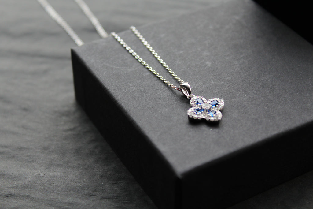 Sapphire CZ Classic Clover Necklace