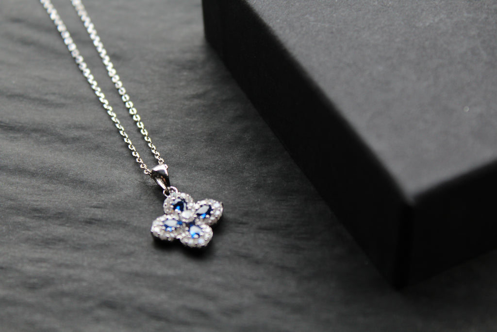Sapphire CZ Classic Clover Necklace