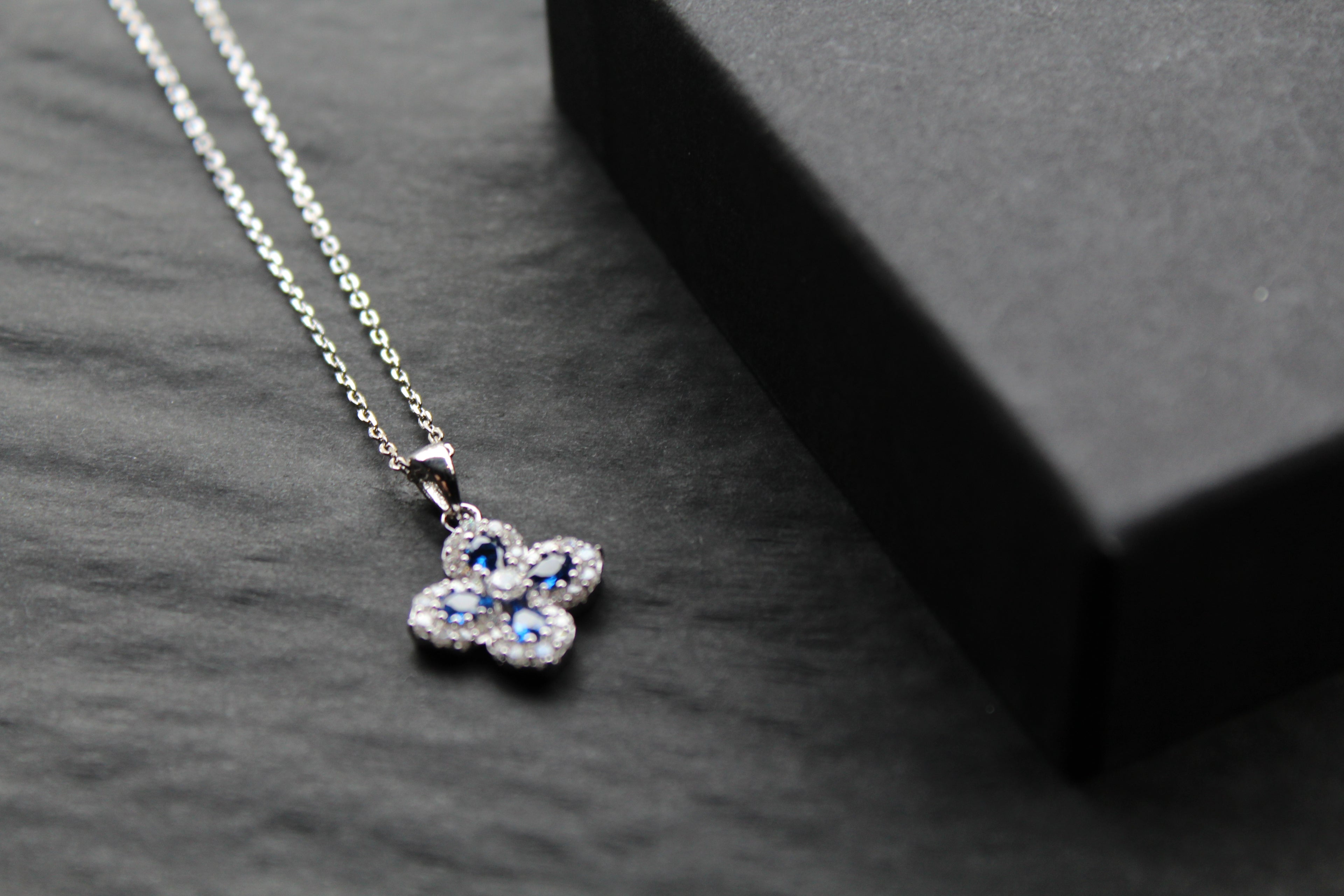Sapphire CZ Classic Clover Necklace