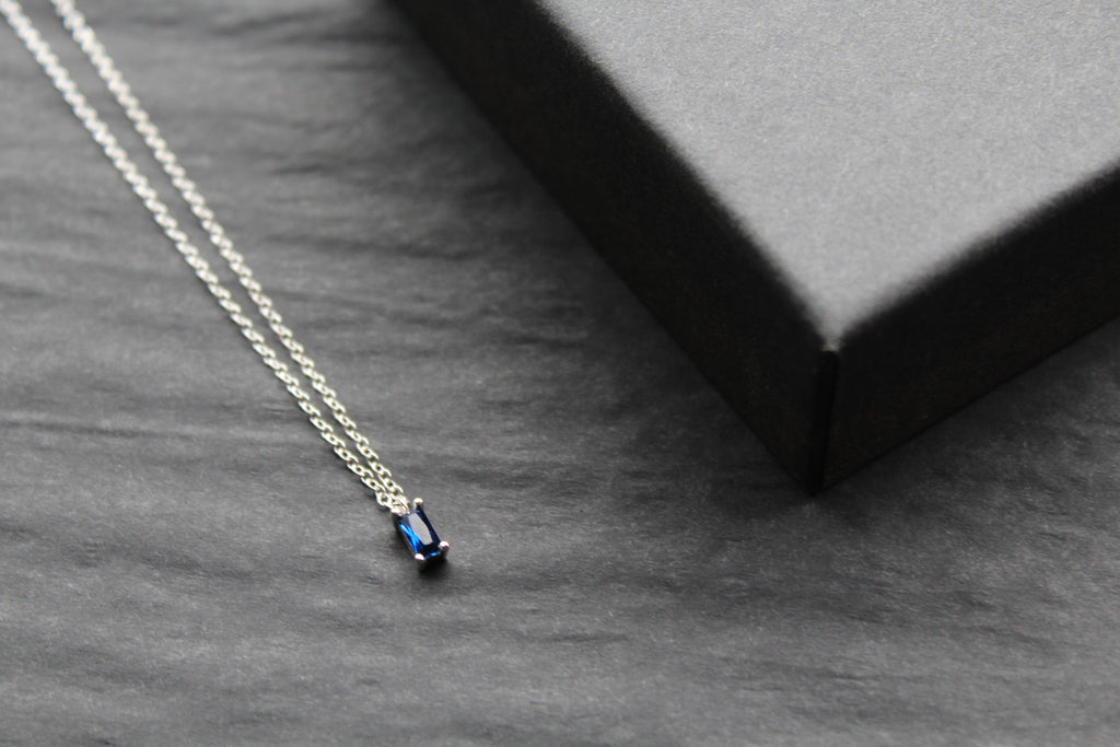 Sapphire Glass Baguette Necklace
