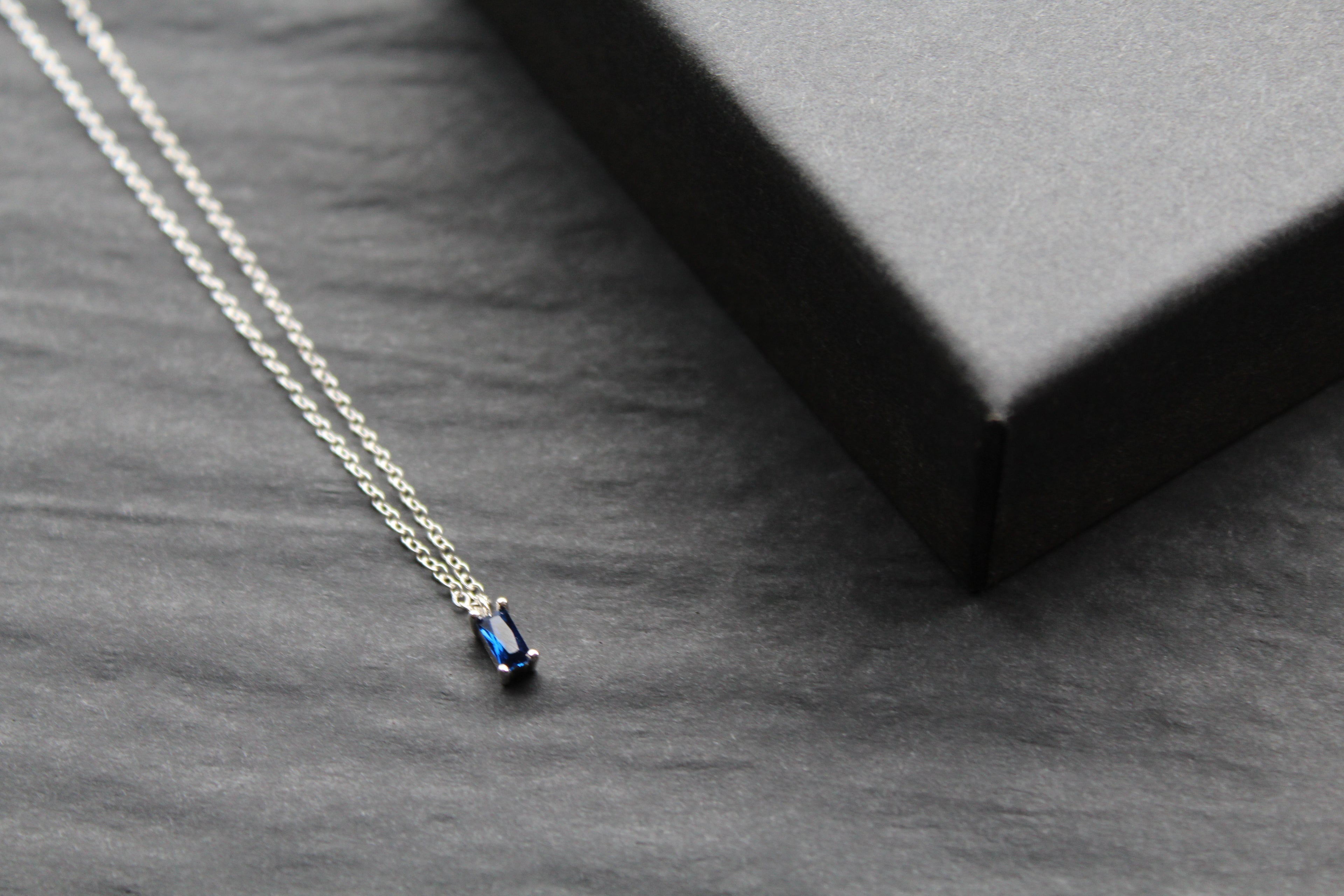 Sapphire Glass Baguette Necklace