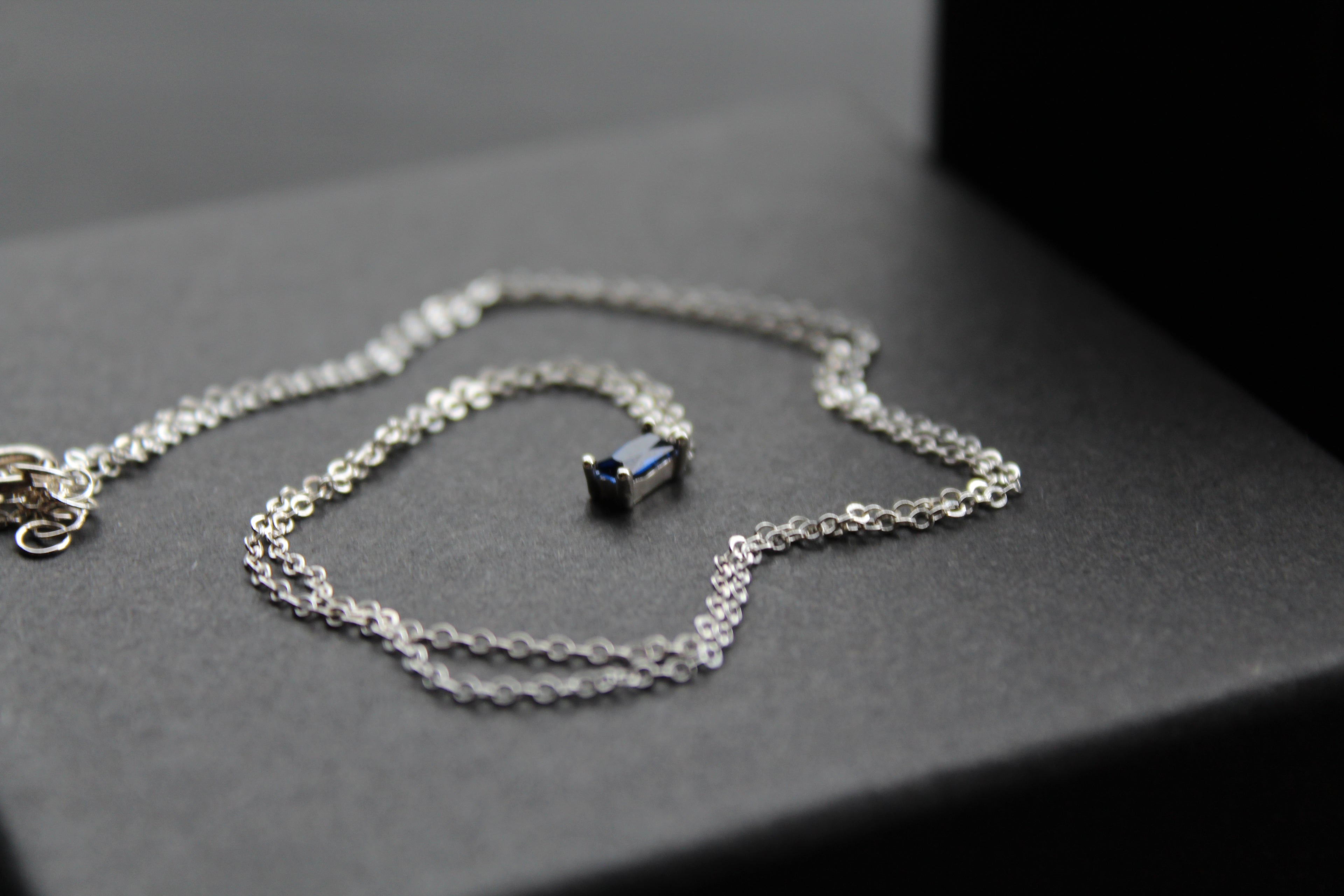 Sapphire Glass Baguette Necklace