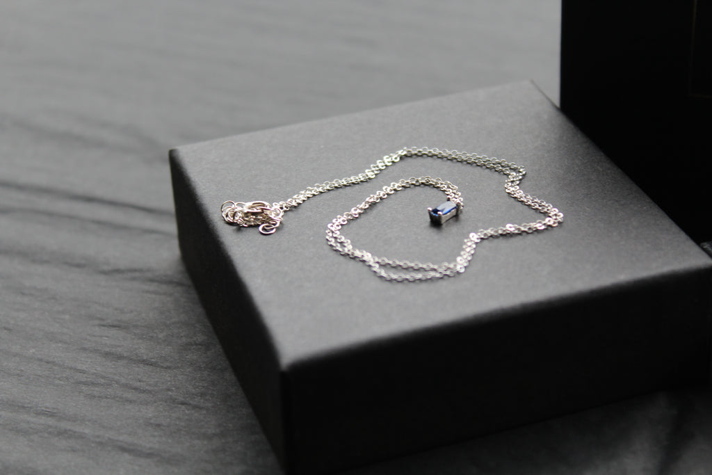 Sapphire Glass Baguette Necklace