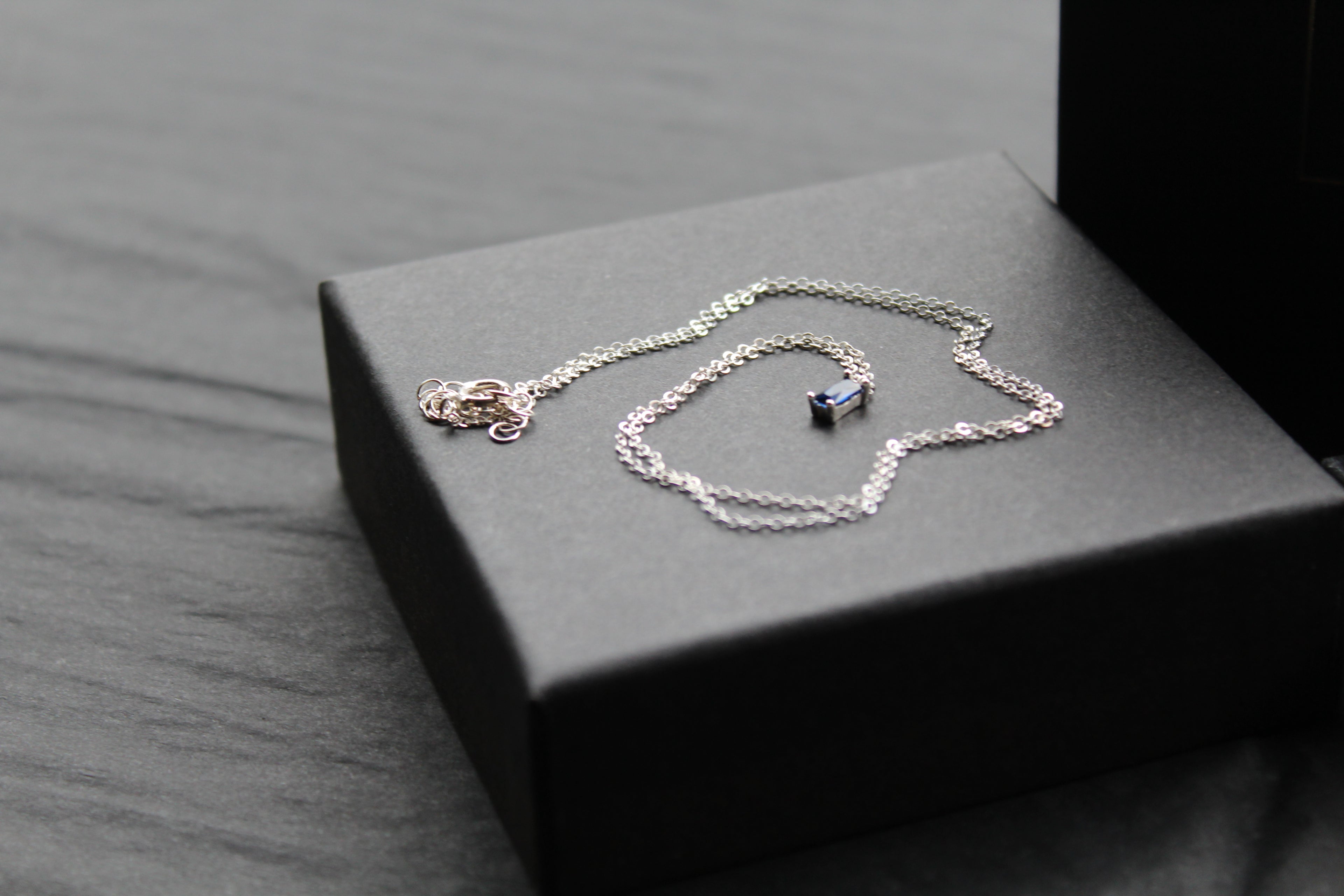 Sapphire Glass Baguette Necklace
