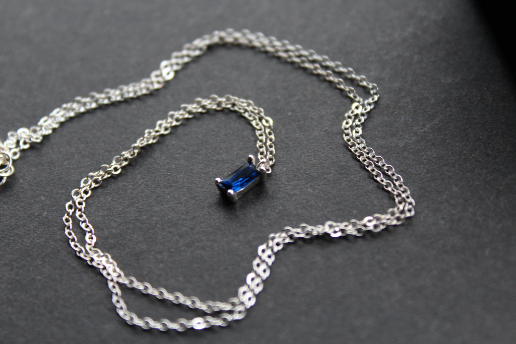 Sapphire Glass Baguette Necklace