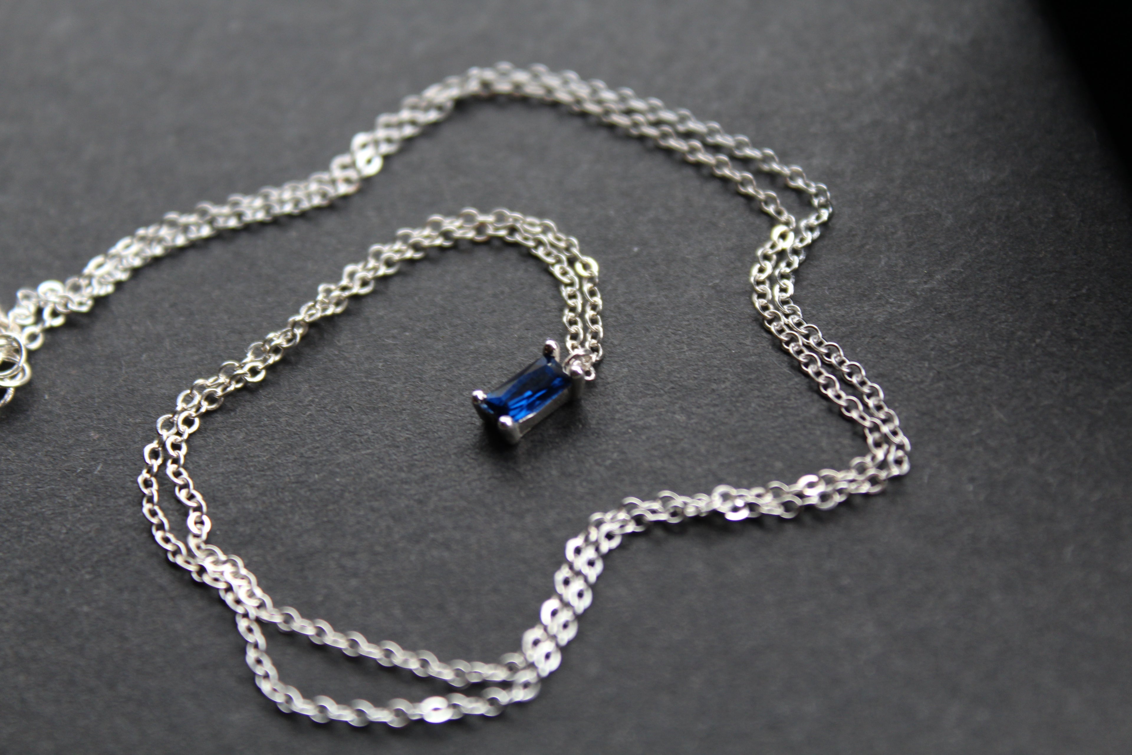 Sapphire Glass Baguette Necklace