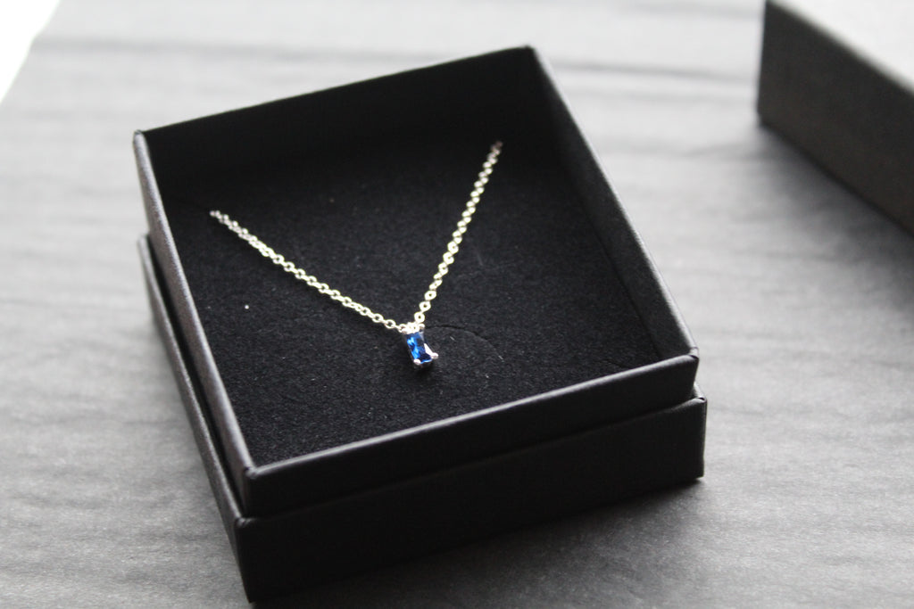 Sapphire Glass Baguette Necklace