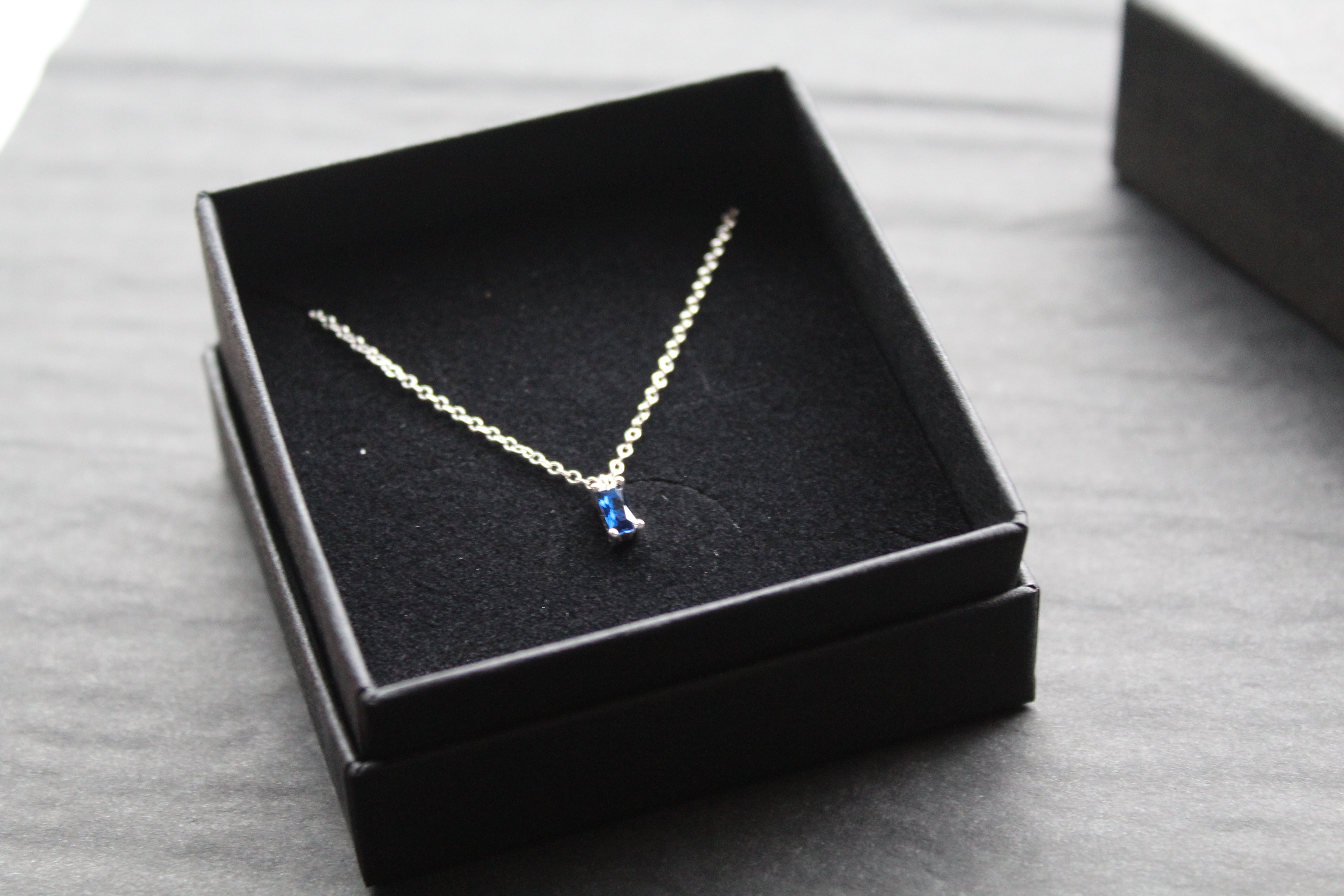 Sapphire Glass Baguette Necklace