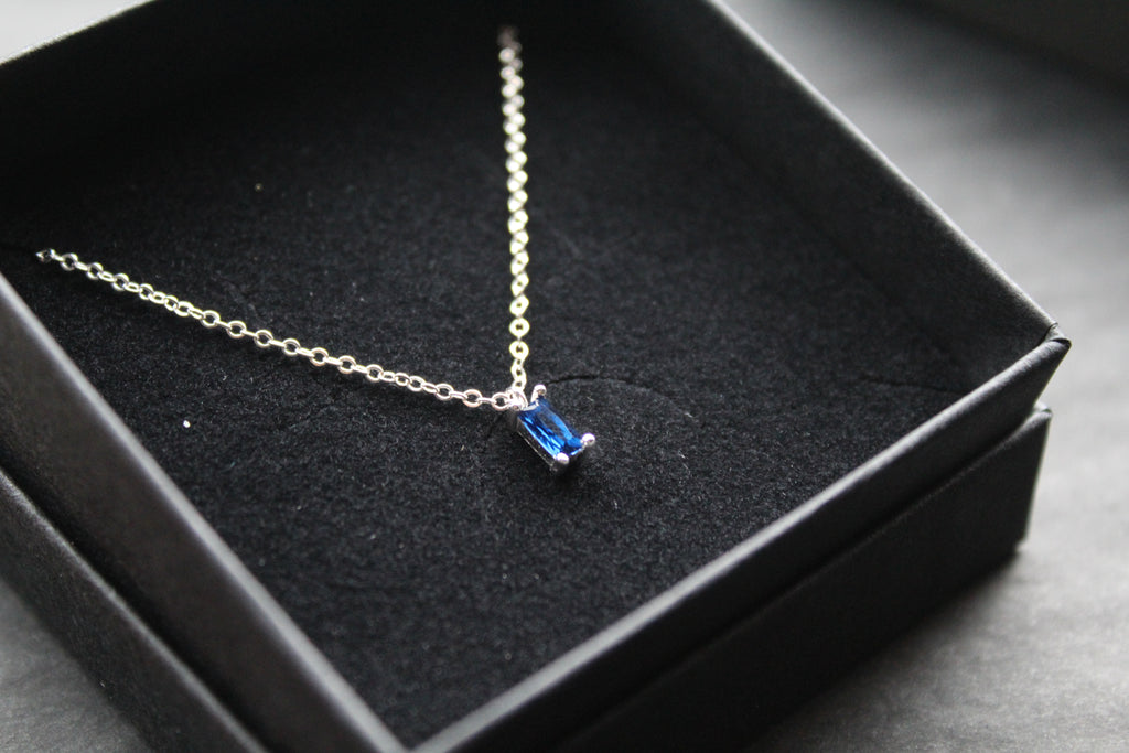 Sapphire Glass Baguette Necklace