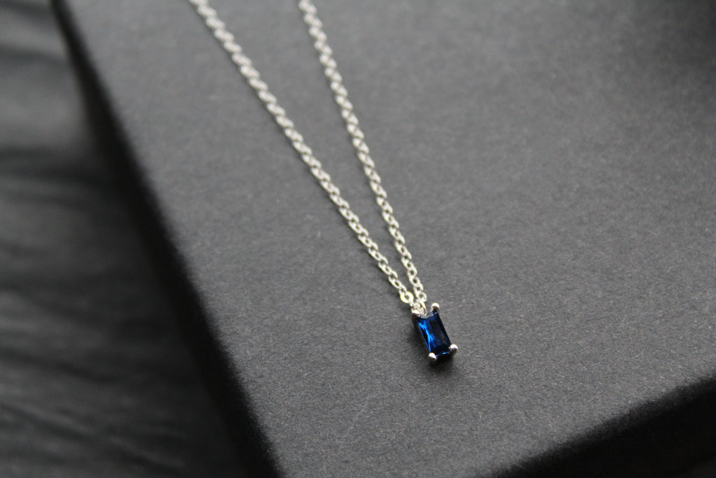 Sapphire Glass Baguette Necklace