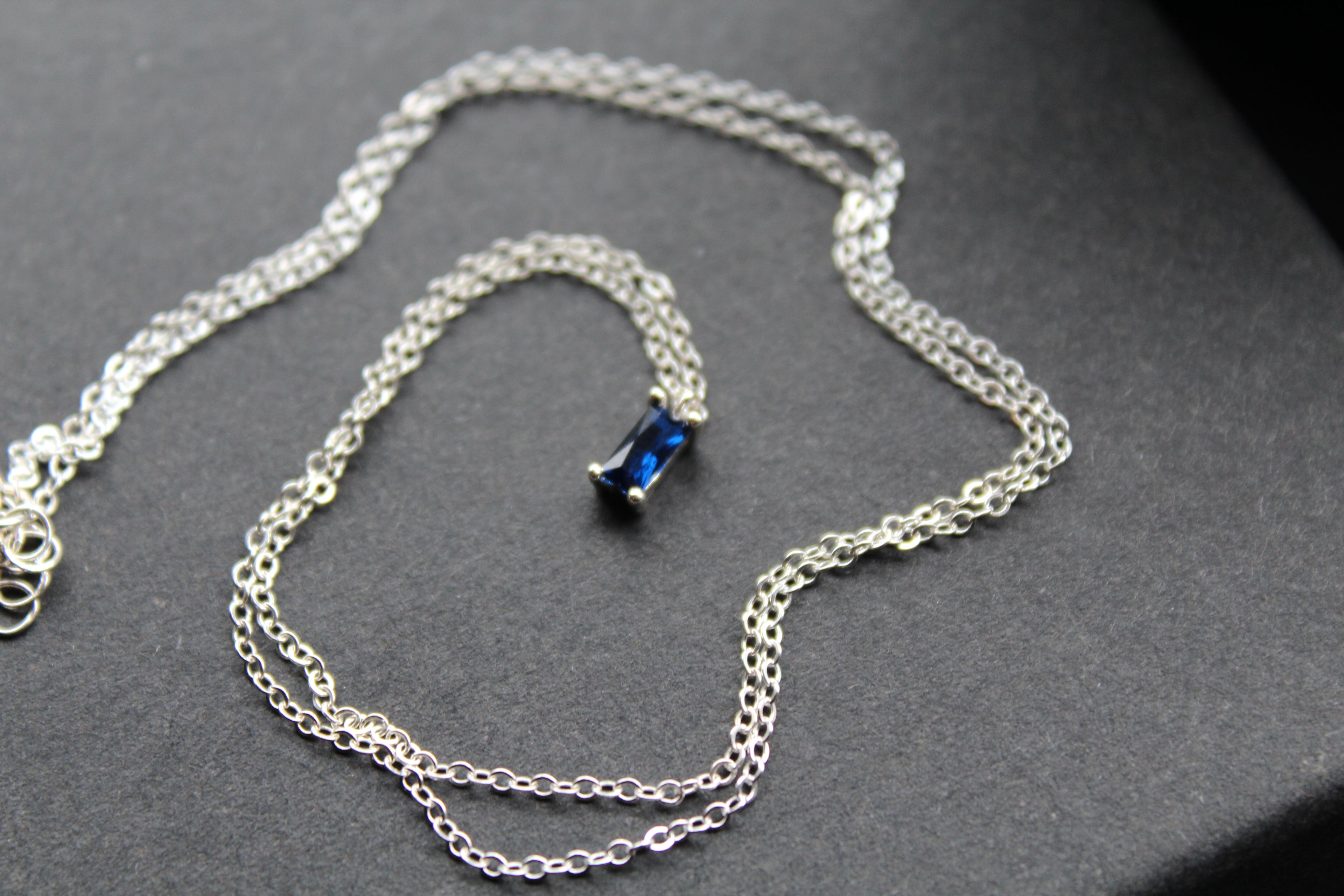Sapphire Glass Baguette Necklace