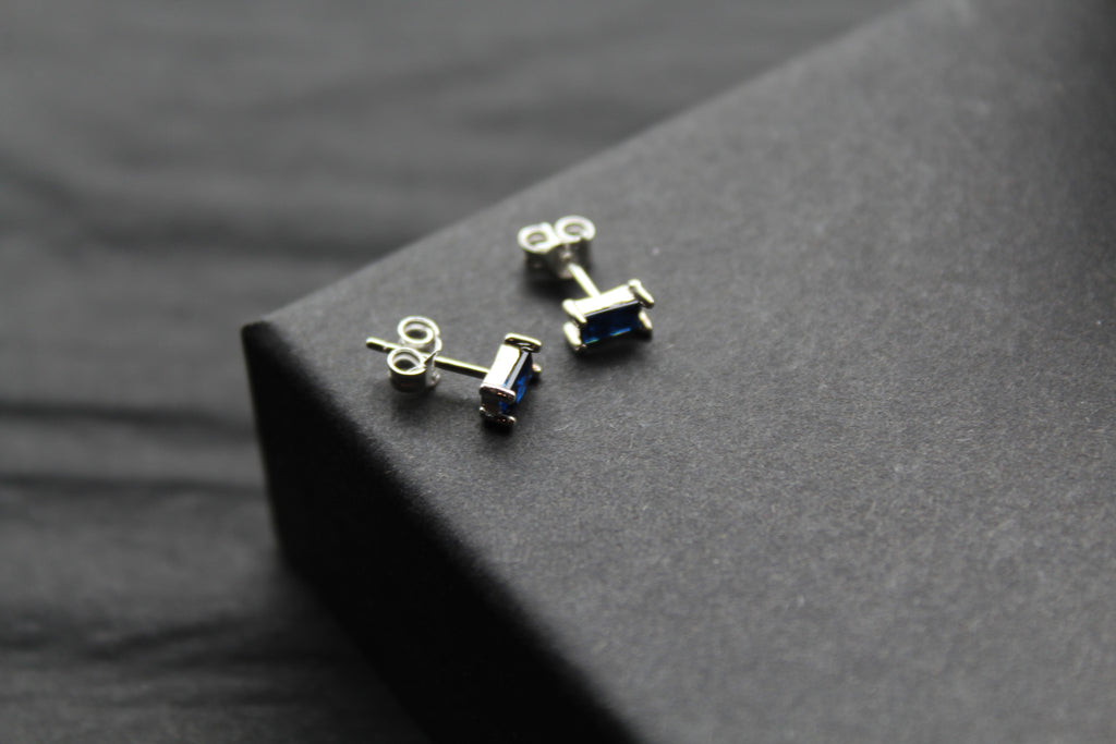 Sapphire Glass Baguette Studs