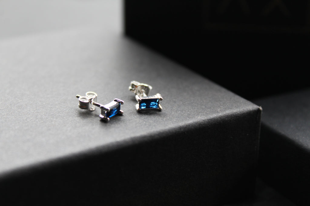 Sapphire Glass Baguette Studs