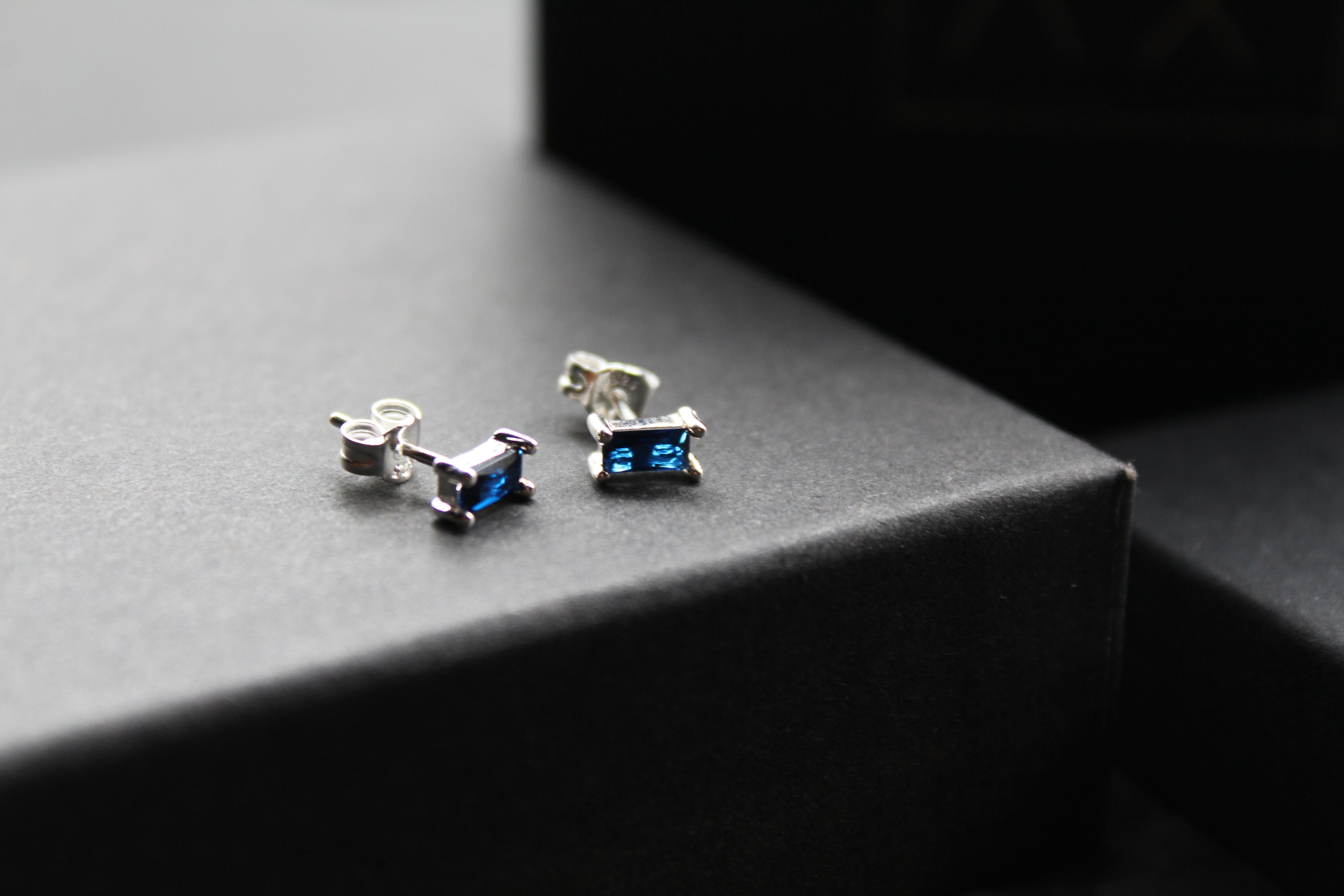 Sapphire Glass Baguette Studs