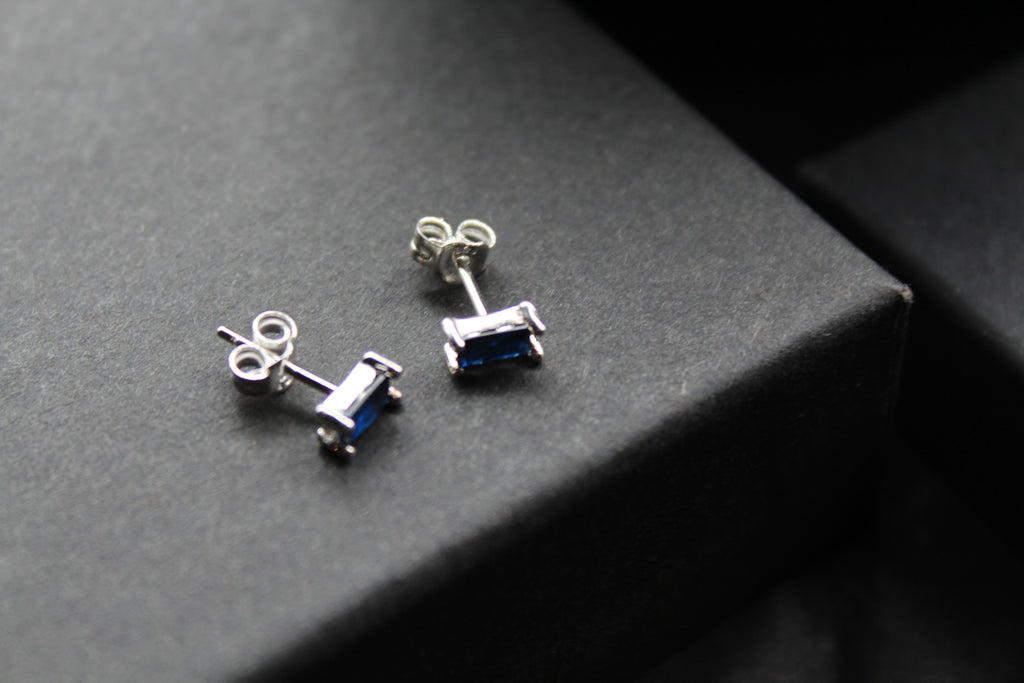 Sapphire Glass Baguette Studs