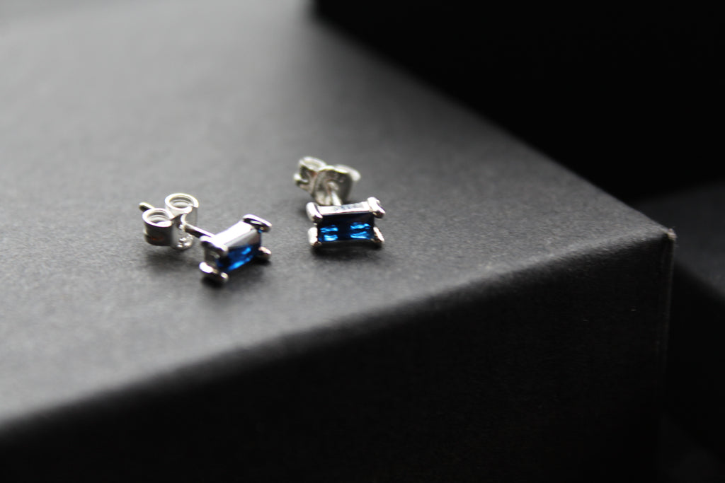 Sapphire Glass Baguette Studs