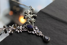 Load image into Gallery viewer, Sapphire, Moonstone &amp; Blue Topaz Flowers Necklace
