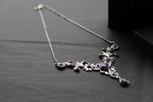 Load image into Gallery viewer, Sapphire, Moonstone &amp; Blue Topaz Flowers Necklace
