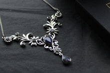 Load image into Gallery viewer, Sapphire, Moonstone &amp; Blue Topaz Flowers Necklace
