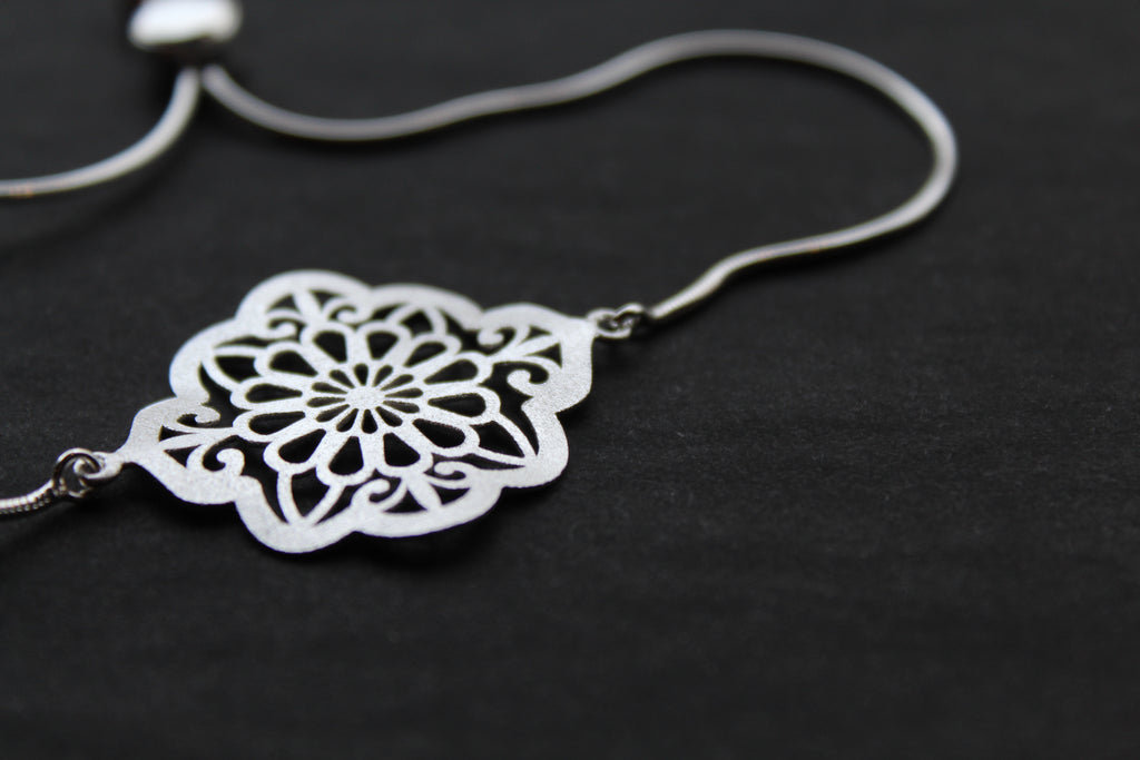 Satin Finish Ornate Floral Style Bracelet